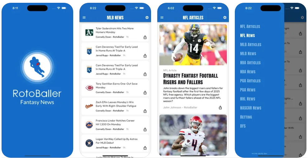 RotoBaller fantasy sports app news and alerts iphone android
