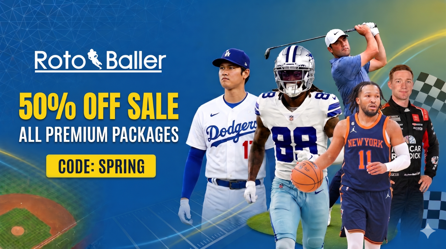 RotoBaller Premium Sale - Save 50% on MLB, NFL, PGA, NASCAR